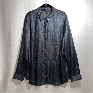 Lane Bryant‎ Black Metallic Chiffon Top 18/20